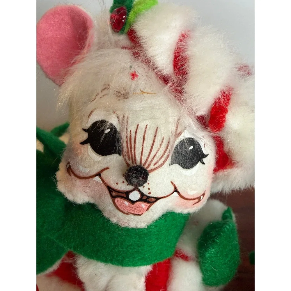Vintage Annalee Christmas Mice Set Holiday Mouse Pair Candy Cane Gift 2008